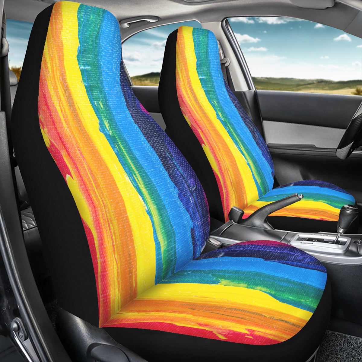 Rainbow Painting Car Seat Covers - Thin version