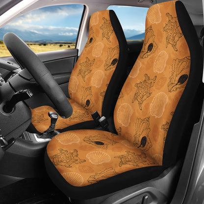 Sea Shell Ocean Design in Orange Car Seat Covers - Thin version