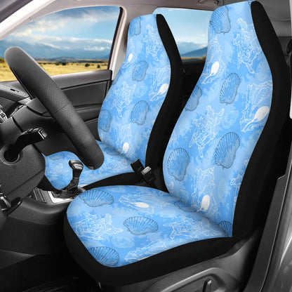 Blue Seashell Ocean Car Seat Covers - Thin version