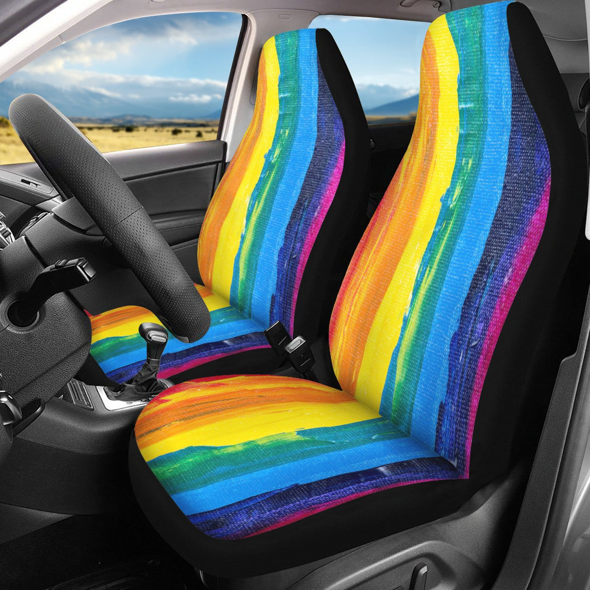 Rainbow Painting Car Seat Covers - Thin version