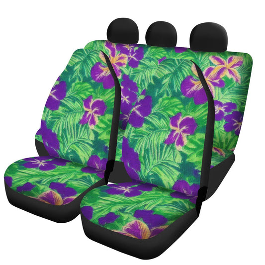 Blue Flag Iris on Green Car Seat Cover Set - Luxtrini, LLC