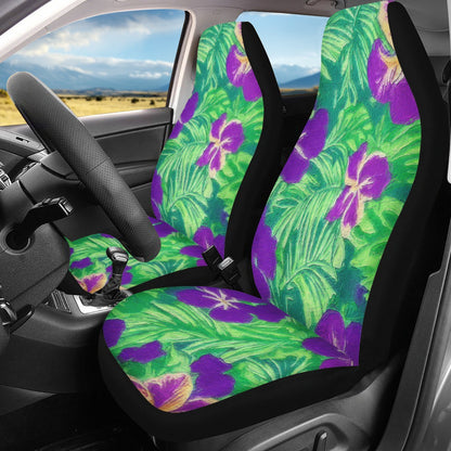 Blue Flag Iris on Green Car Seat Cover Set - Luxtrini, LLC