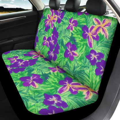 Blue Flag Iris on Green Car Seat Cover Set - Luxtrini, LLC