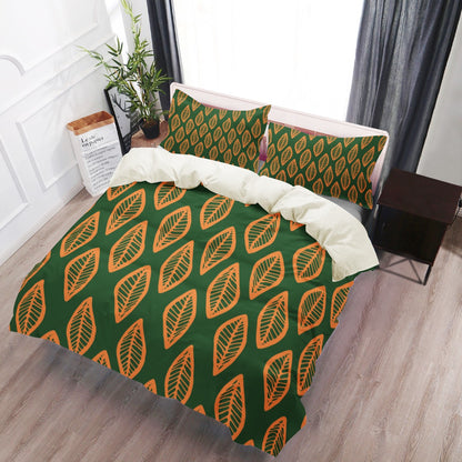 3 Pcs Beddings - African Mud Cloth #16 Green and Orange - Luxtrini, LLC