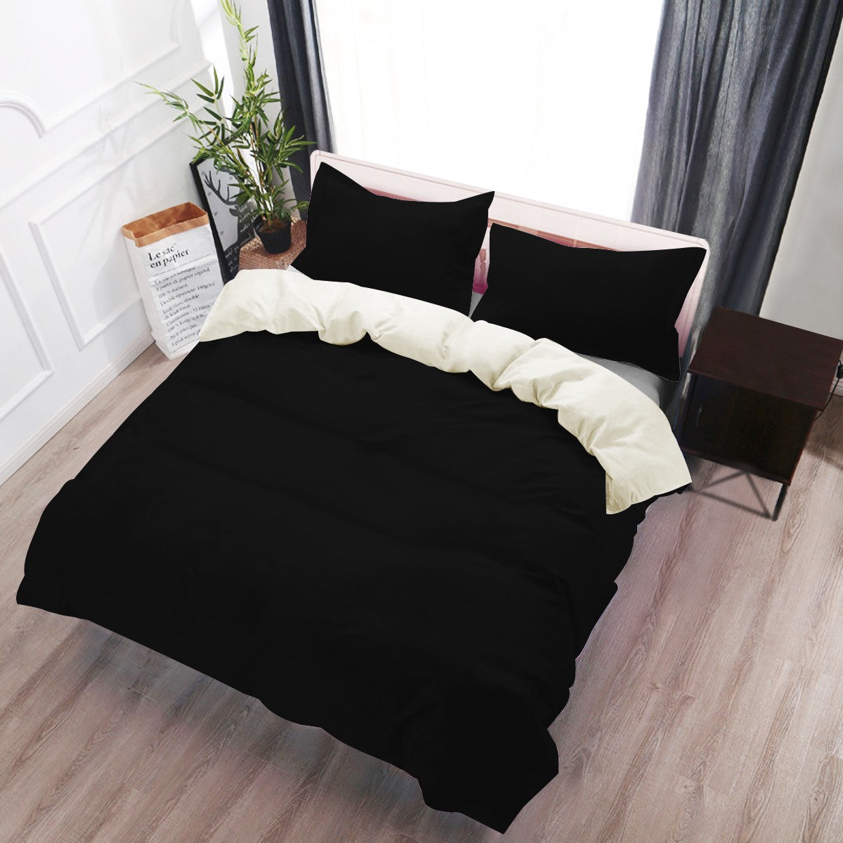 3 Pcs Beddings - Black - Luxtrini, LLC