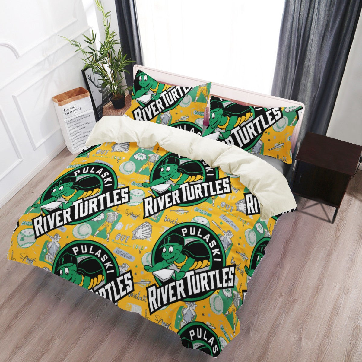 3 Pcs Beddings - Pulaski River Turtles Fan - Luxtrini, LLC