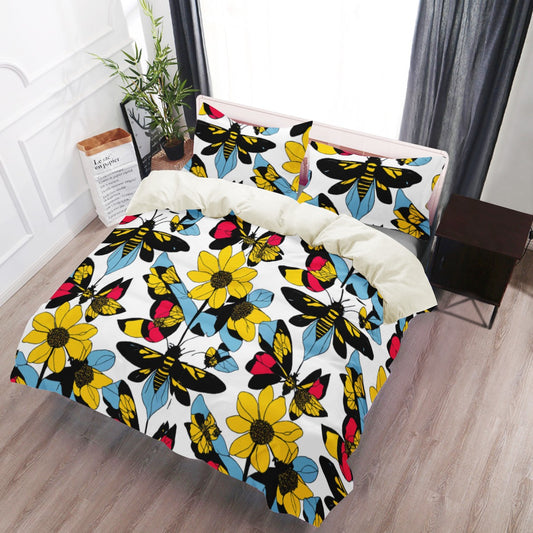 Bees and Sunflowers Duvet Cover 3 Piece Beddings