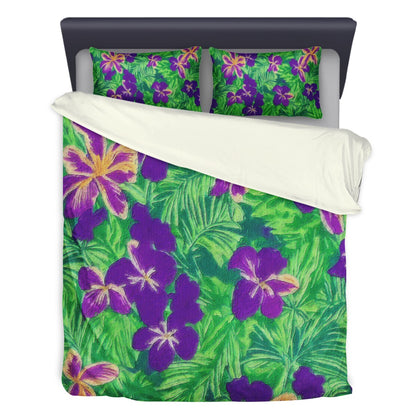 Blue Flag Iris on Green 3 Pcs Beddings - Luxtrini, LLC