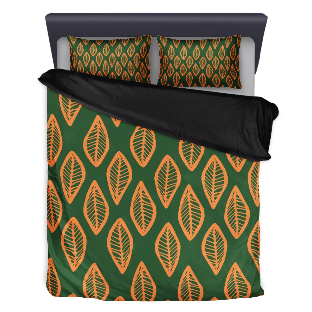 3 Pcs Beddings - African Mud Cloth #16 Green and Orange - Luxtrini, LLC