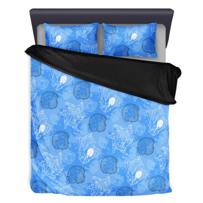 3 Pcs Beddings - Blue Seashell Ocean - Luxtrini, LLC