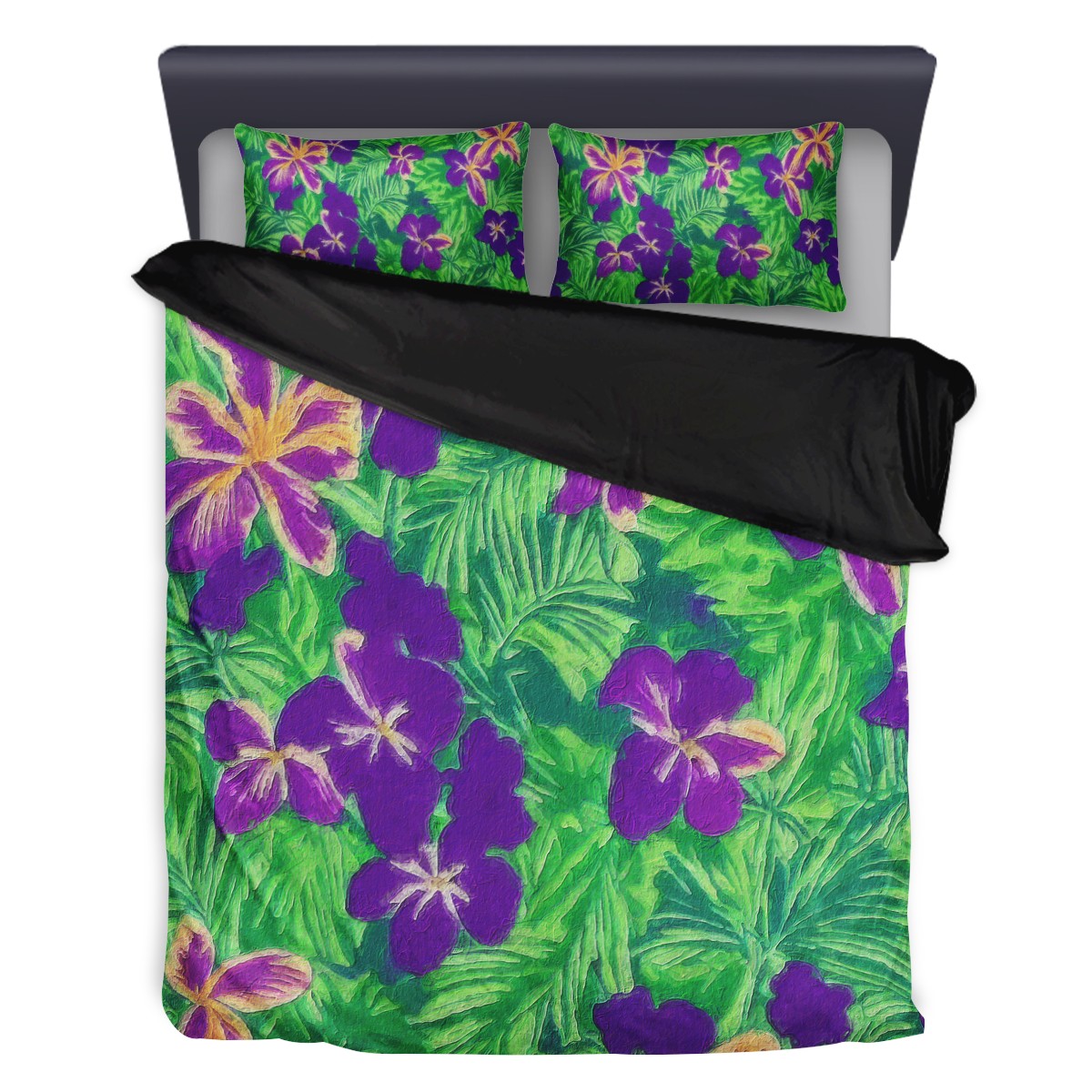 Blue Flag Iris on Green 3 Pcs Beddings - Luxtrini, LLC