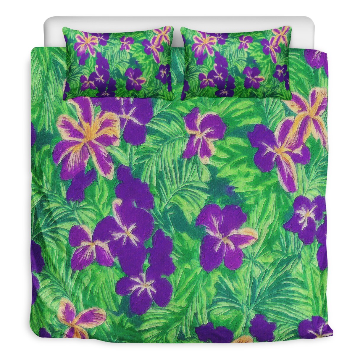 Blue Flag Iris on Green 3 Pcs Beddings - Luxtrini, LLC