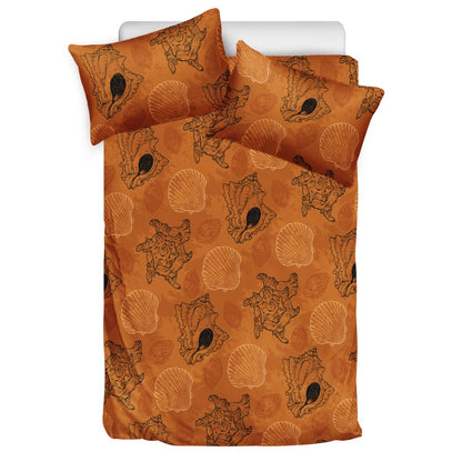 3 Pcs Beddings - Sea Shell Ocean Design in Orange - Luxtrini, LLC