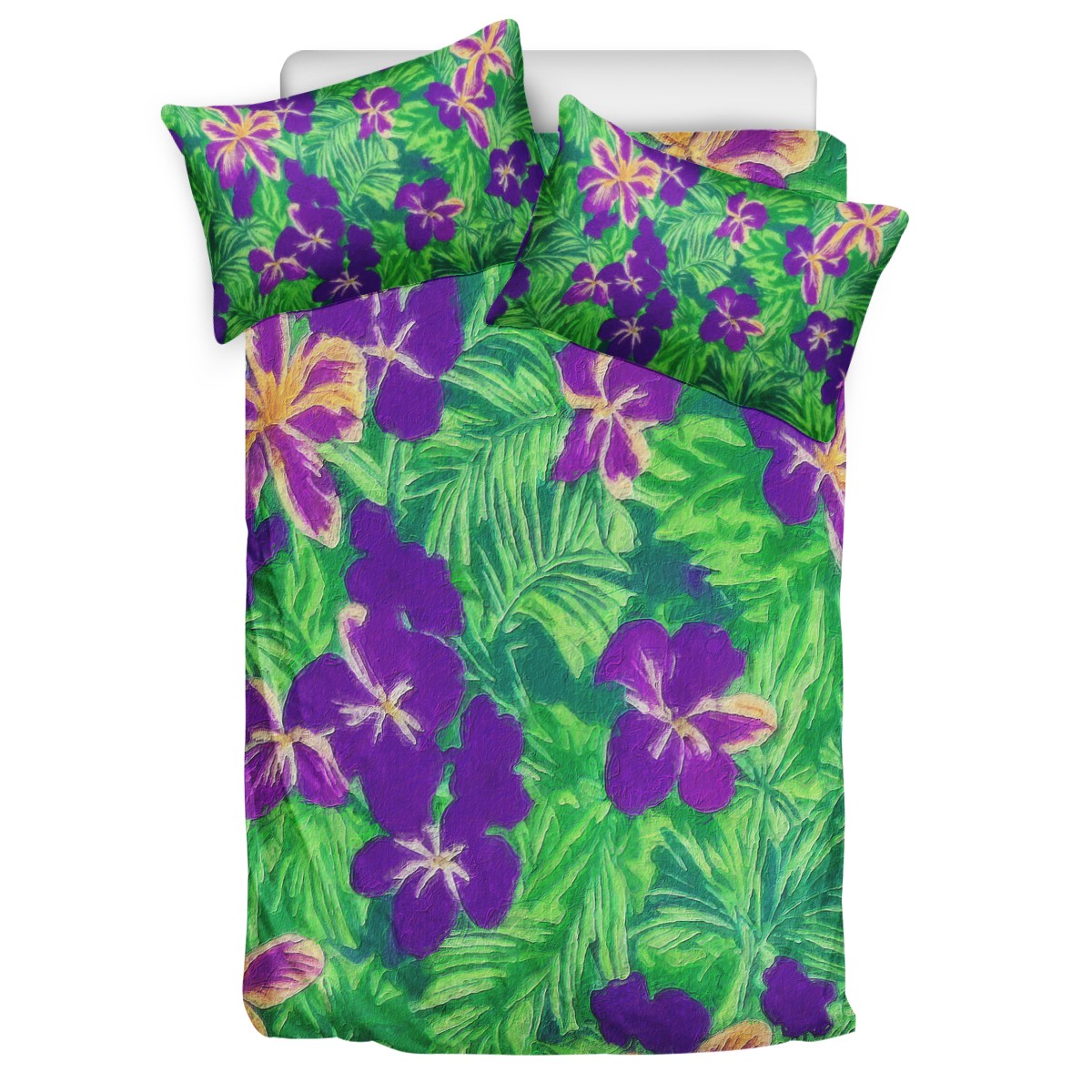 Blue Flag Iris on Green 3 Pcs Beddings - Luxtrini, LLC