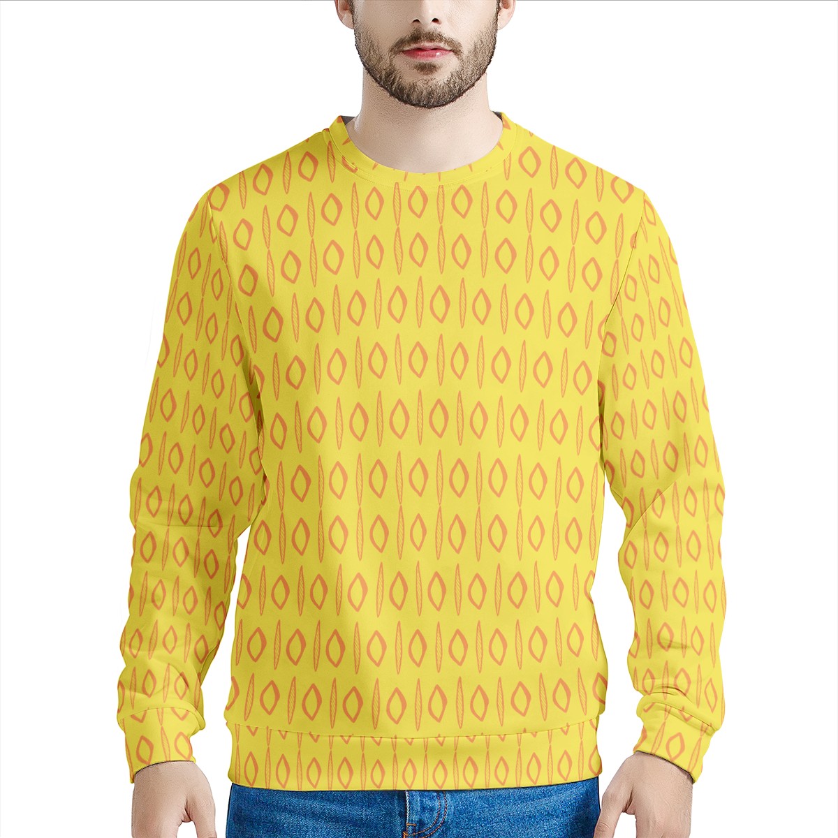 African | Ethnic | Mudcloth | #14 Yellow Men's Sweatshirt