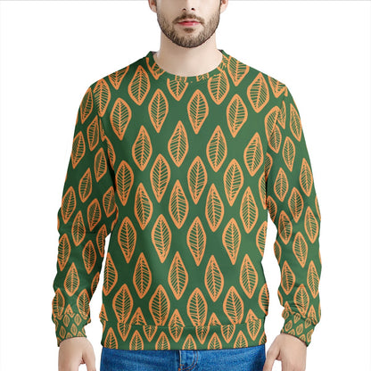 African | Ethnic | Mudcloth | #16 Green and Orange Men's Sweatshirt