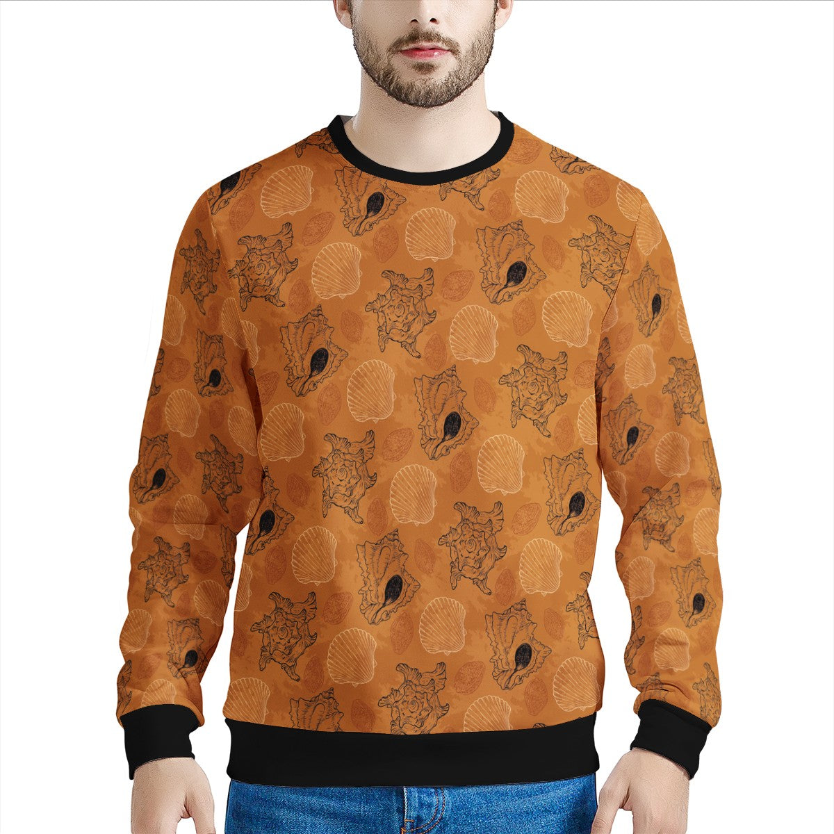 Seashell Ocean in Orange Men's Sweatshirt