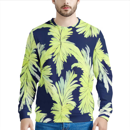 Puakenikeni - Lime Green and Black Men's All Over Print Sweater - Luxtrini, LLC