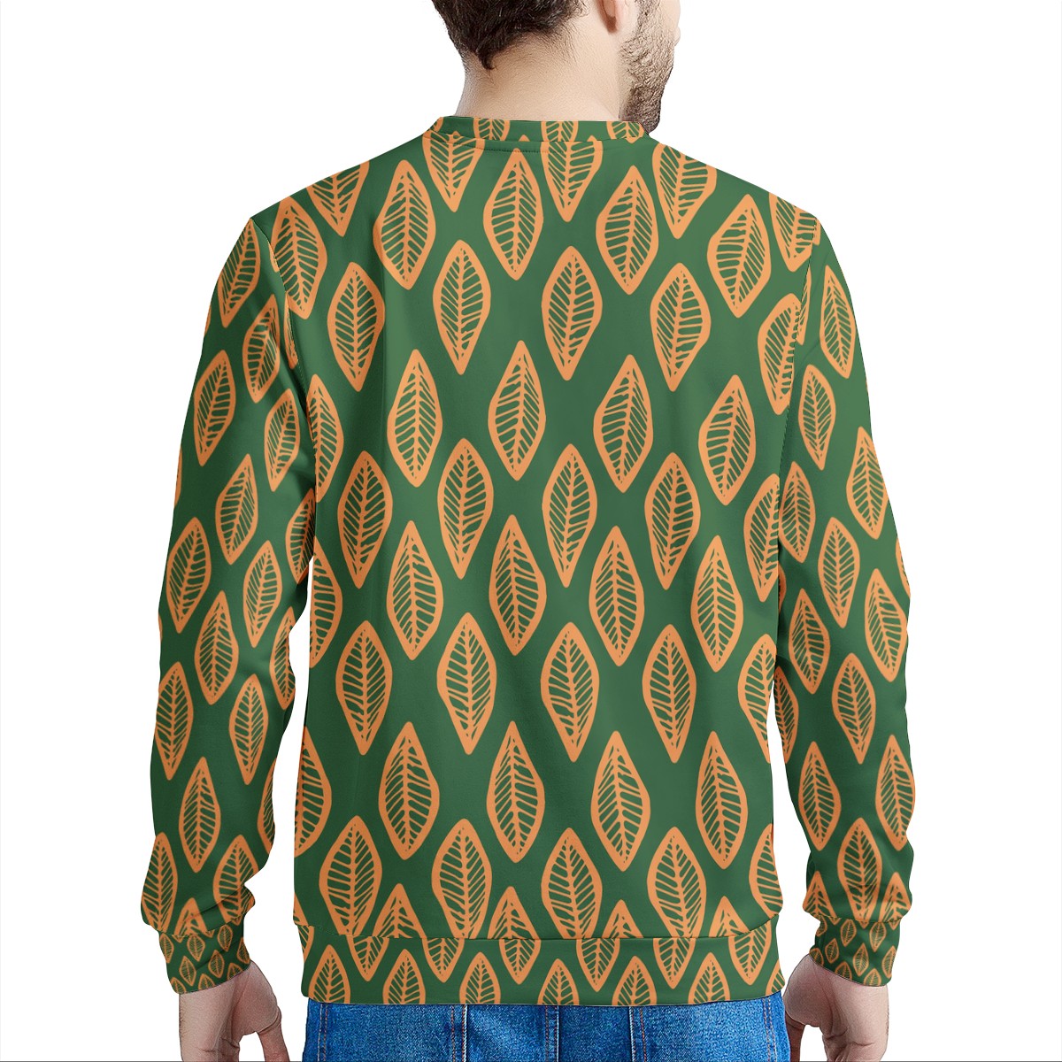 African | Ethnic | Mudcloth | #16 Green and Orange Men's Sweatshirt