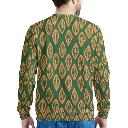 African | Ethnic | Mudcloth | #16 Green and Orange Men's Sweatshirt