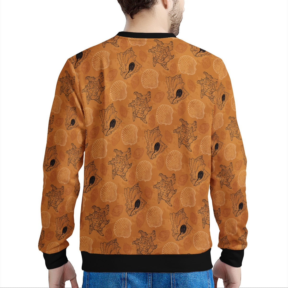 Seashell Ocean in Orange Men's Sweatshirt