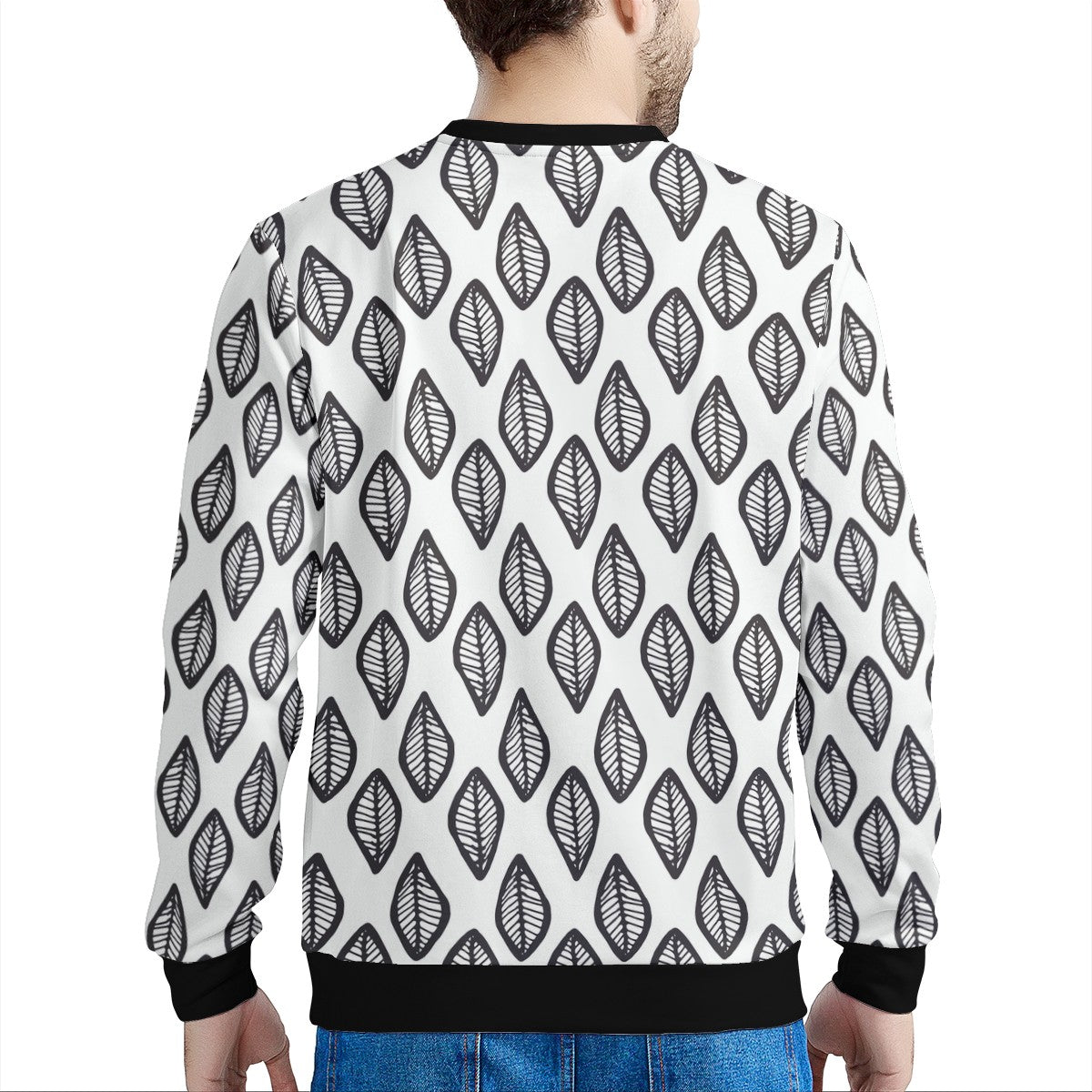 African | Ethnic | Mudcloth | #16 Black and White Men's Sweatshirt