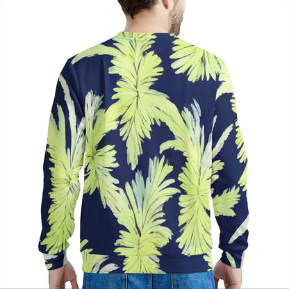 Puakenikeni - Lime Green and Black Men's All Over Print Sweater - Luxtrini, LLC