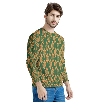 African | Ethnic | Mudcloth | #16 Green and Orange Men's Sweatshirt