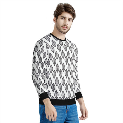 African | Ethnic | Mudcloth | #16 Black and White Men's Sweatshirt