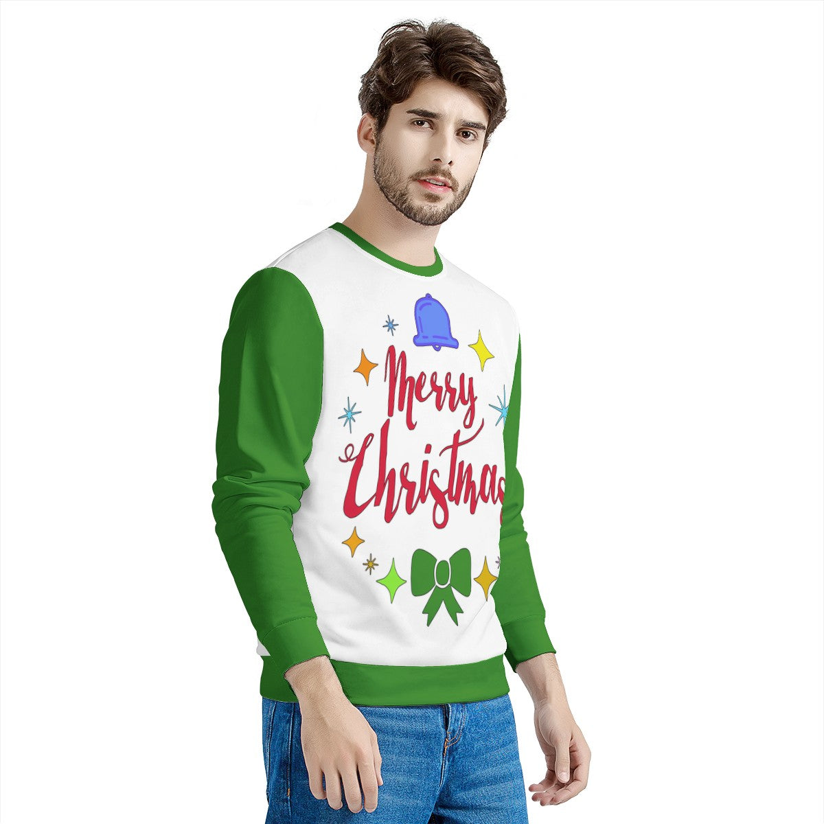 Men's All Over Print Sweater - Merry Christmas - Luxtrini, LLC