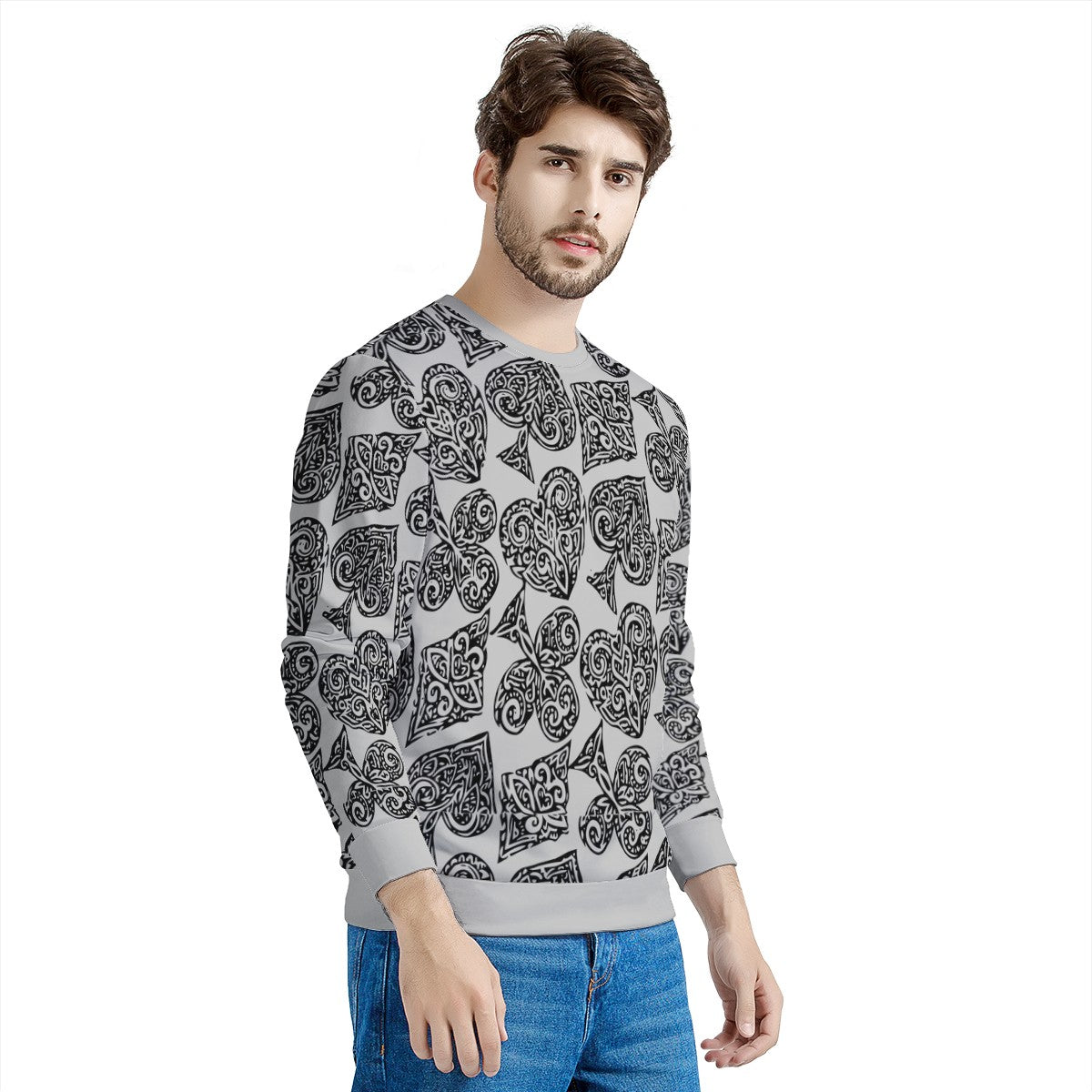 Poker Men's All Over Print Sweater - Luxtrini, LLC