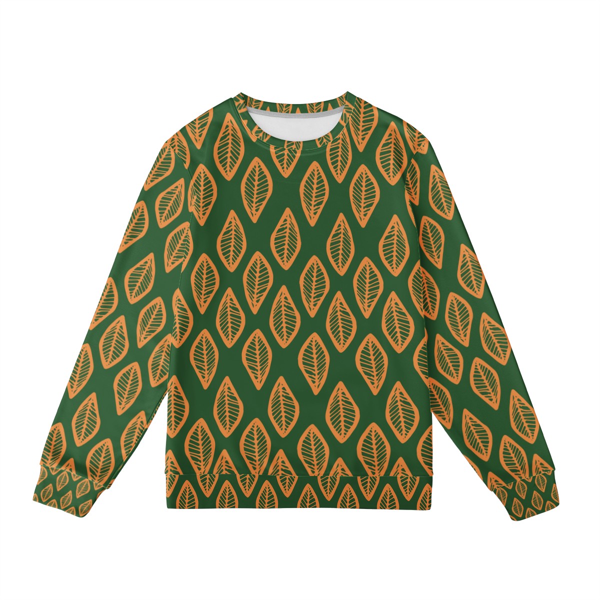 African | Ethnic | Mudcloth | #16 Green and Orange Men's Sweatshirt