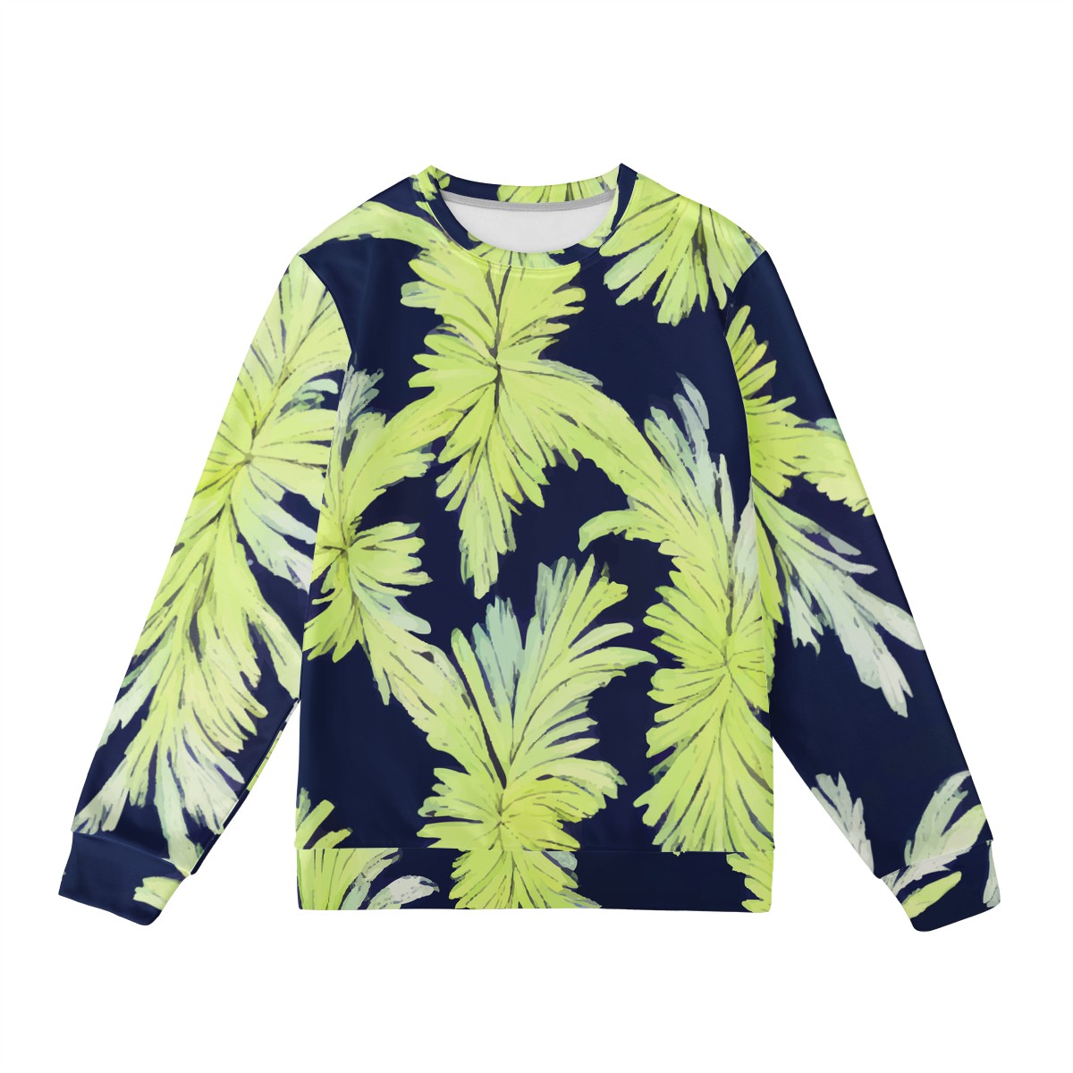 Puakenikeni - Lime Green and Black Men's All Over Print Sweater - Luxtrini, LLC