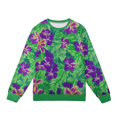 Blue Flag Iris on Green Men's All Over Print Sweater - Luxtrini, LLC