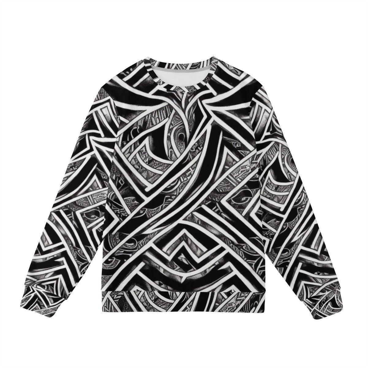 Black and White Polynesian Men's All Over Print Sweater