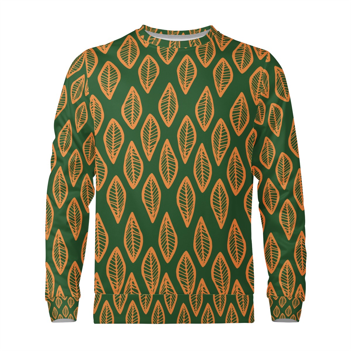 African | Ethnic | Mudcloth | #16 Green and Orange Men's Sweatshirt