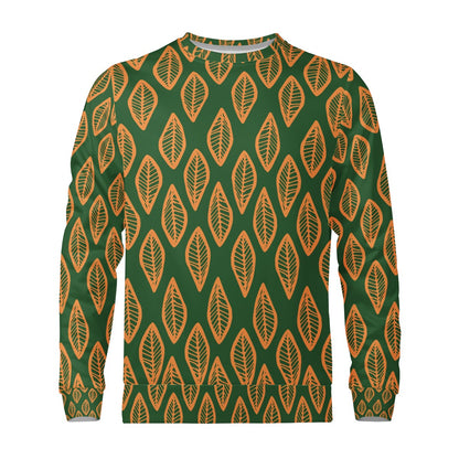 African | Ethnic | Mudcloth | #16 Green and Orange Men's Sweatshirt