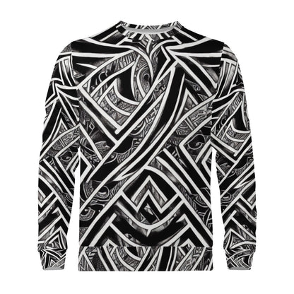 Black and White Polynesian Men's All Over Print Sweater