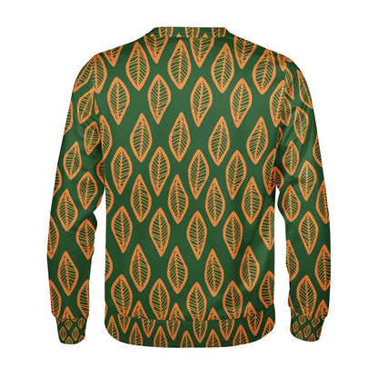 African | Ethnic | Mudcloth | #16 Green and Orange Men's Sweatshirt