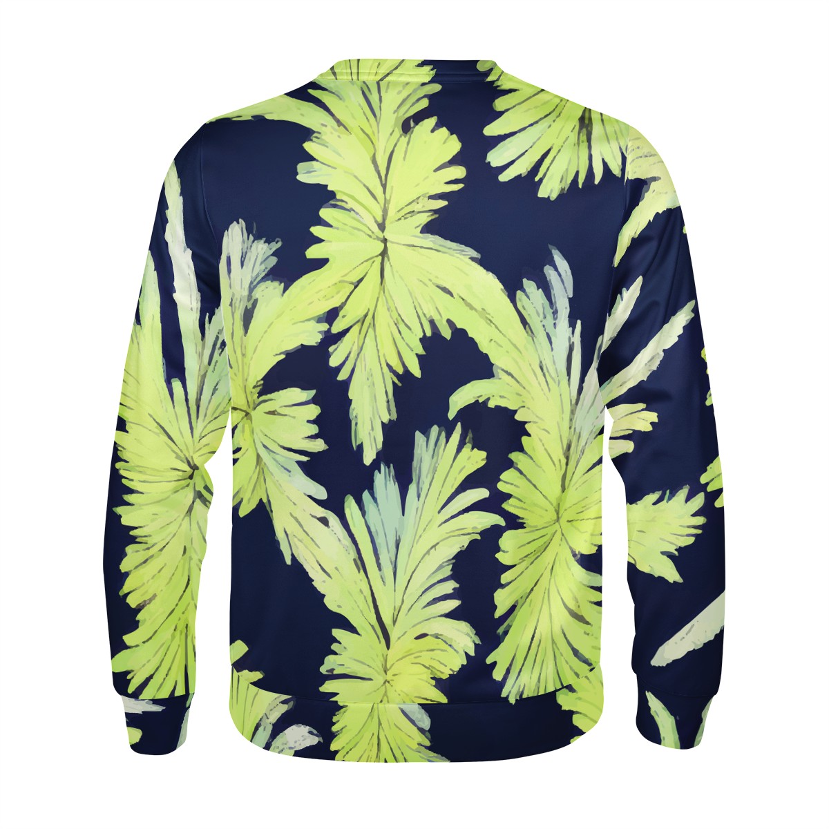 Puakenikeni - Lime Green and Black Men's All Over Print Sweater - Luxtrini, LLC