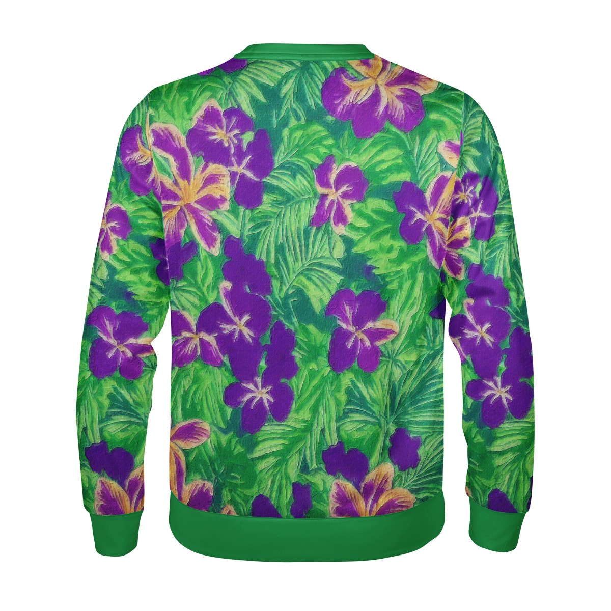 Blue Flag Iris on Green Men's All Over Print Sweater - Luxtrini, LLC