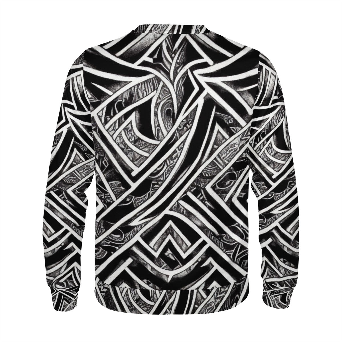 Black and White Polynesian Men's All Over Print Sweater