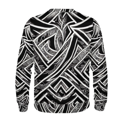 Black and White Polynesian Men's All Over Print Sweater