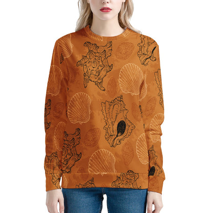 Seashell Ocean in Orange Women's Sweatshirt