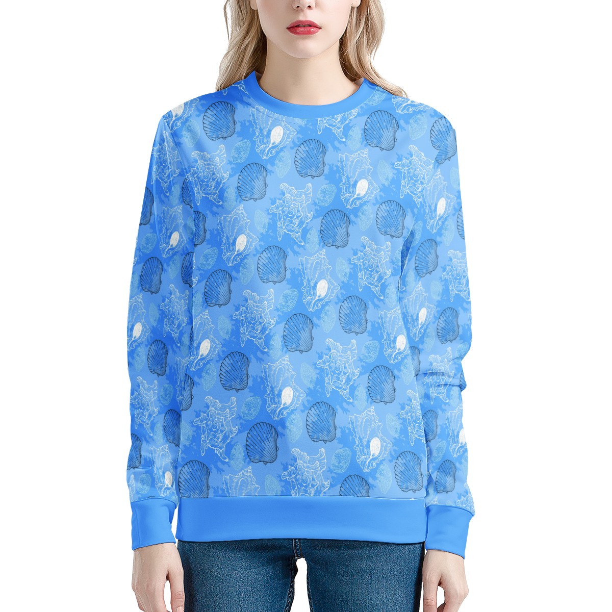 Blue Seashell Ocean Women's Sweatshirt