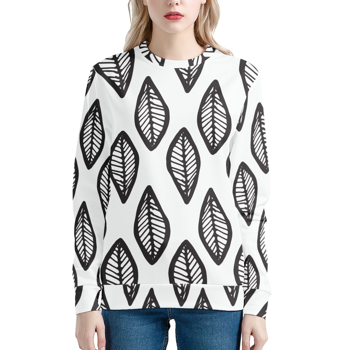 African | Ethnic | Mudcloth | #16 Black and White Women's Sweatshirt