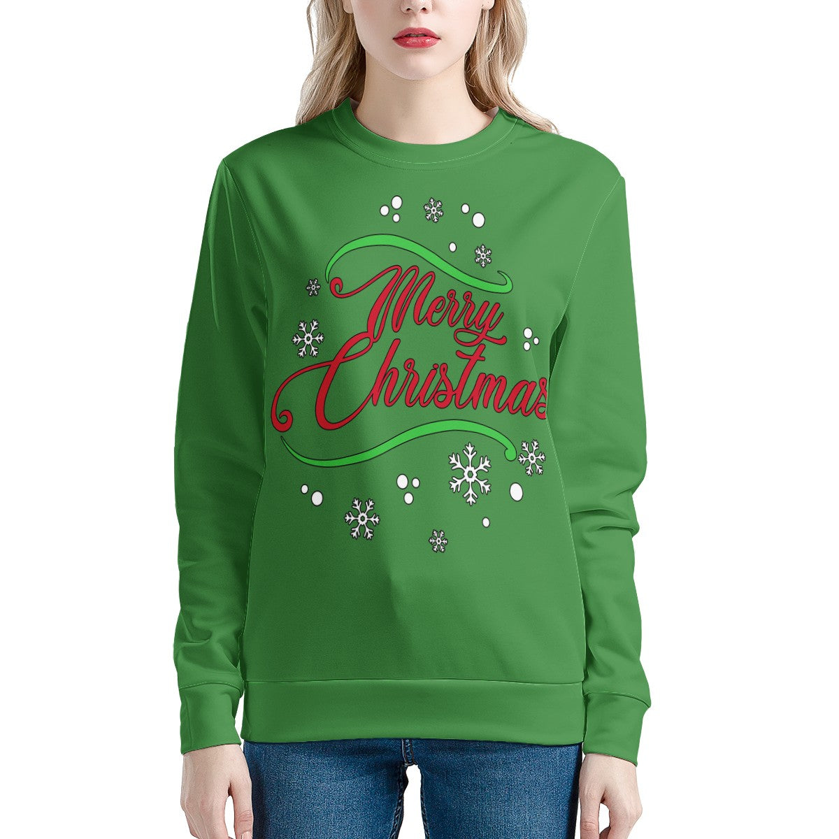 Women's All Over Print Sweater - Merry Christmas - Luxtrini, LLC