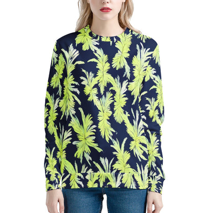 Puakenikeni - Lime Green and Black Women's All Over Print Sweater - Luxtrini, LLC