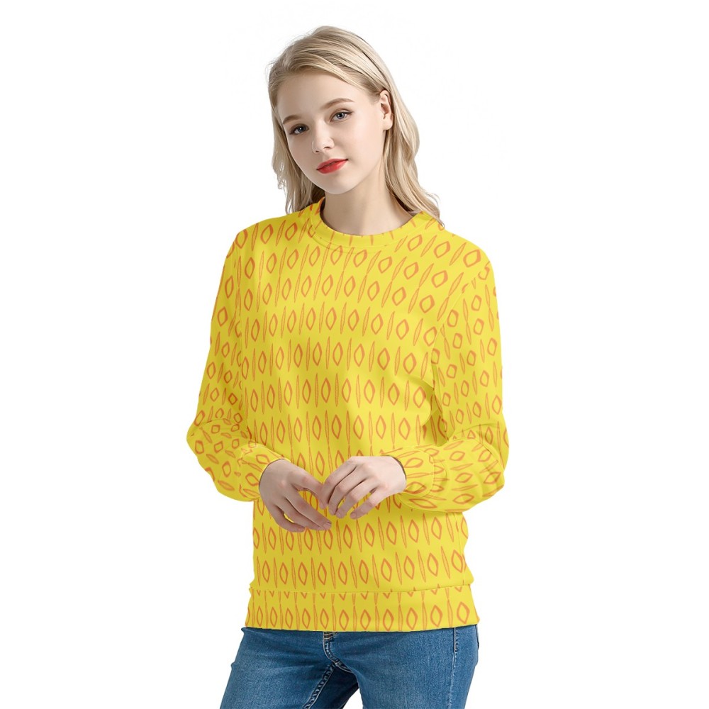 African | Ethnic | Mudcloth | #14 Yellow Women's Sweatshirt