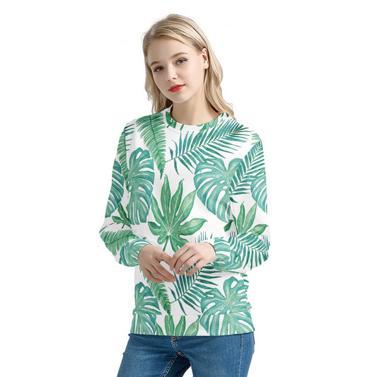 Palm and Monstera Leaf Green Women's Sweatshirt